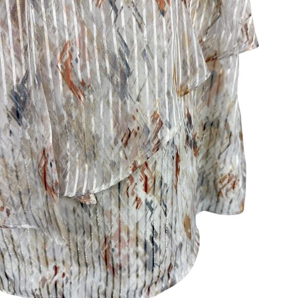 White House Black Market Metallic Floral Pinstriped Sleeveless Top Blouse sz L - Picture 7 of 16